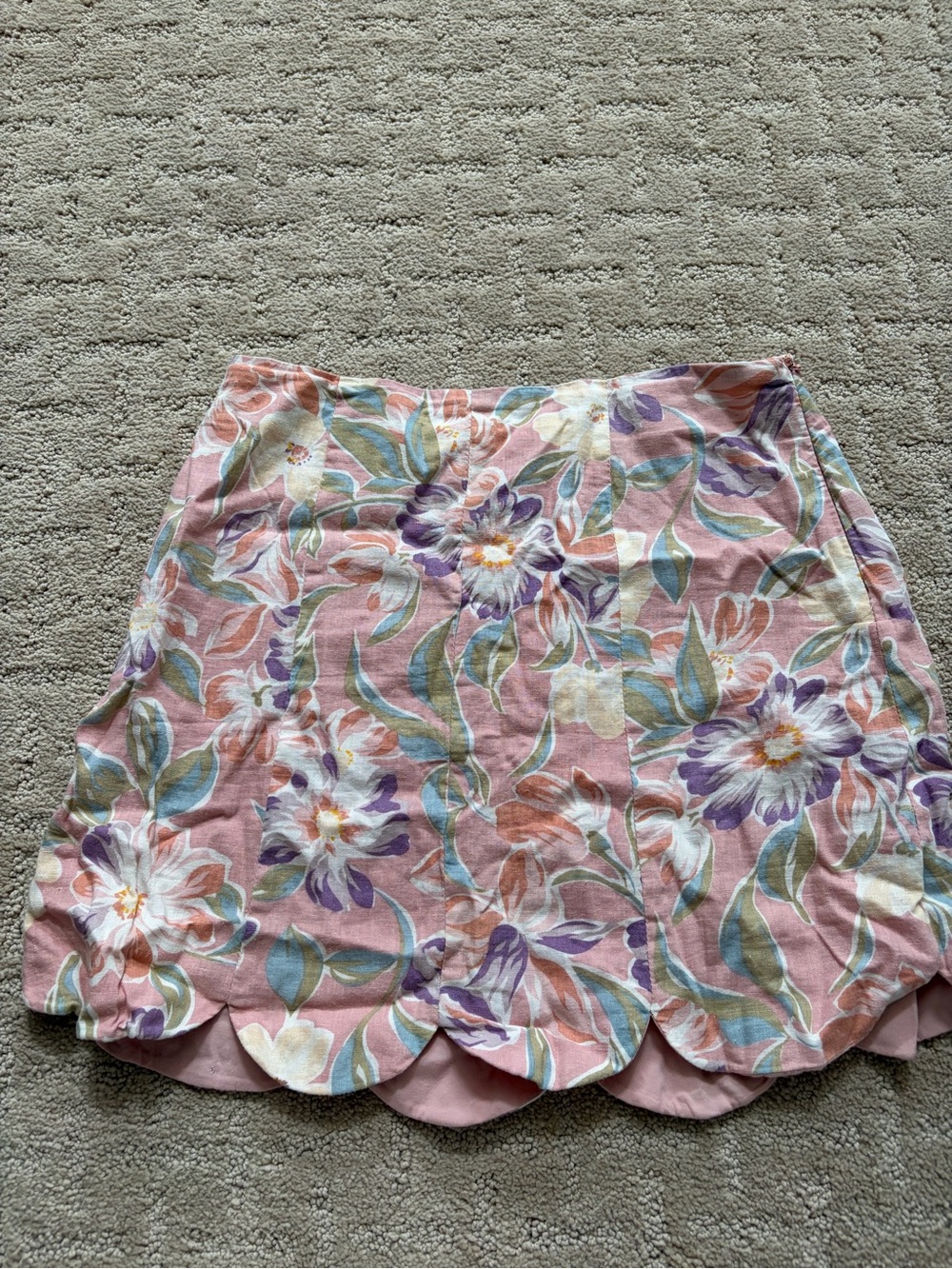 Urban Outfitters Pink Floral Mini Skirt with Multicolor Print
